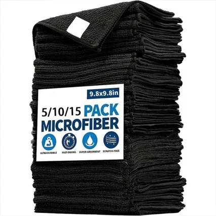 Black Microfiber Cleaning Cloths - Image 2